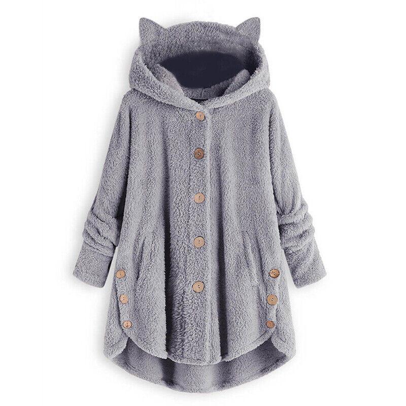 Cozy Cat Ear Women's Winter Warm Fleece Hoodie Hooded Coat For Casual Comfort