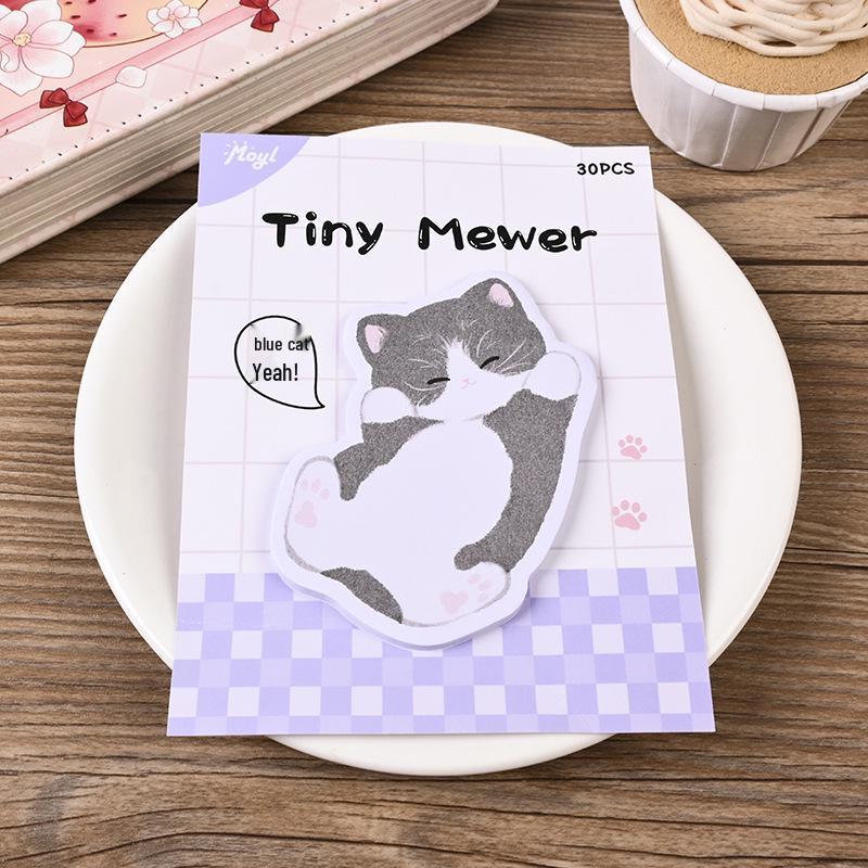 Cartoon Cat Memo Sticky Notes - Cute Irregular Shaped Animal Message Pads for Students
