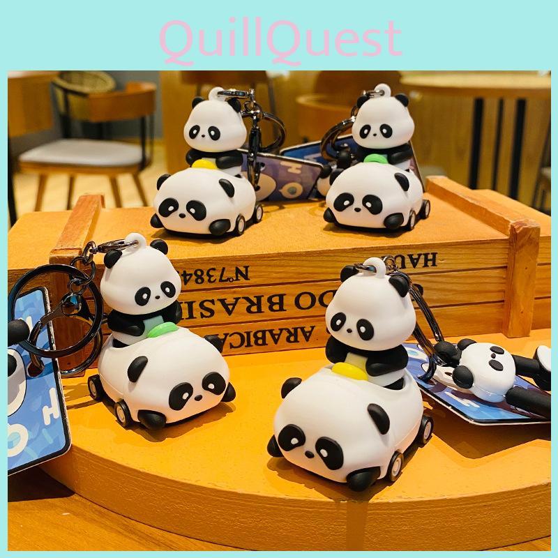 Adorable Cartoon Panda Baby Bumper Car Keychain Creative Bag Charm Silicone Key Accessory