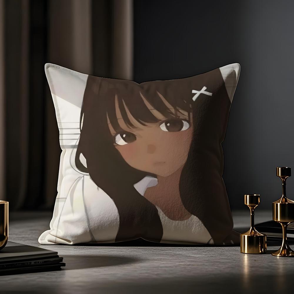 American-style Girls' Anime Cushion Cover Anti-dustmite Pillowcase Invisible Zipper Silky Short Plush Sofa Cushion Cover