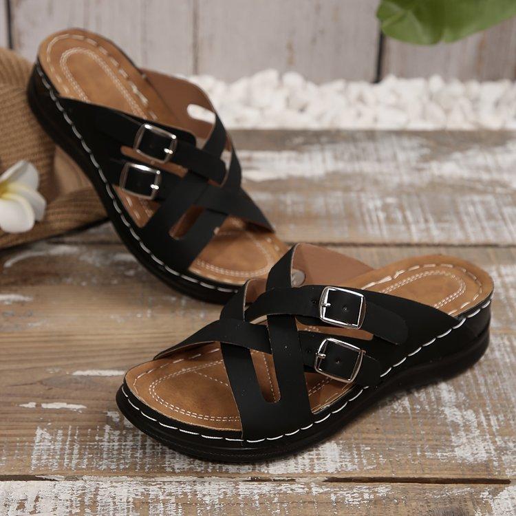 Pegged Heel Women s Shoes - New Style, Thick-soled, Large Size Flip-flops 36 чёрный