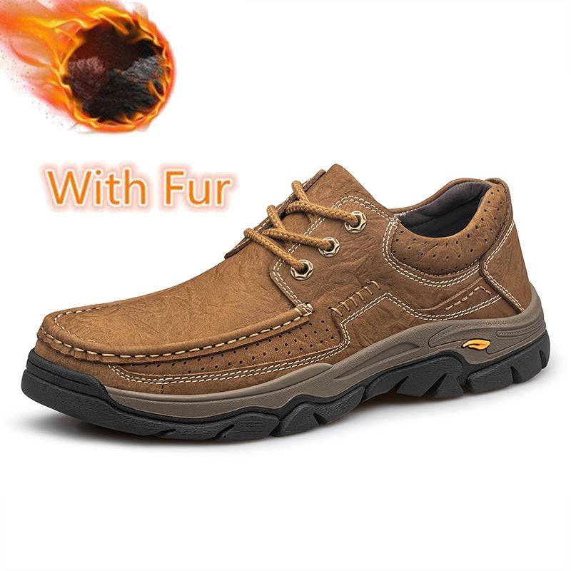 Fashion Genuine Leather Men Casual Shoes Outdoor Man Hiking Shoes Non-Slip Male Treking Footwear High Quality Outdoor Sneakers Trainers