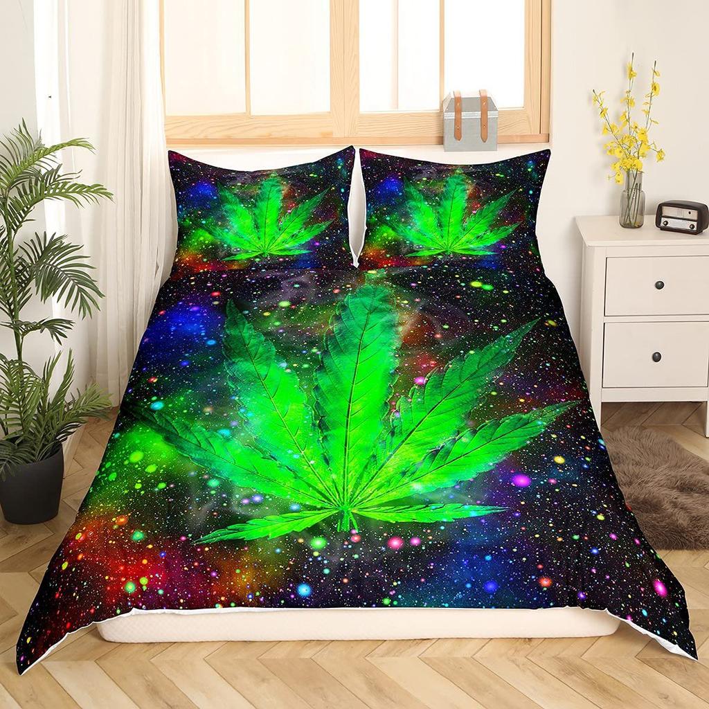 Palm Leaf Banana Leaf Bedding Three-Piece Quilt Cover