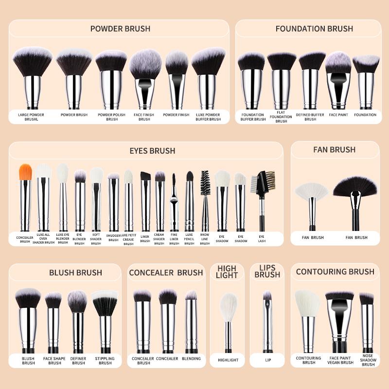 HMU High Quality Dense Fiber Hair Black Wood Handle Fan-shaped Vegan Single Powder Large Highlight Facial Fan Brush