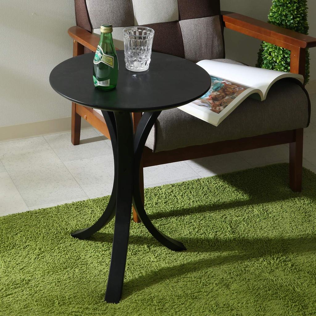 Fuji Boeki Side Table/Nightstand, Round, 40cm Wide X 40cm Deep X 54cm High, Dark Brown, Natural Wood, Assembly Required, 77662