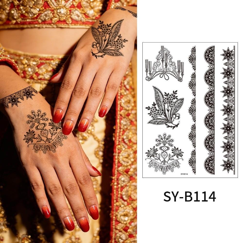 Adesivos de Transferência de Água Tatuagem Temporária de Henna Índia Mehndi Flor Arte Corporal Adesivo Mulher/Senhora/Menina