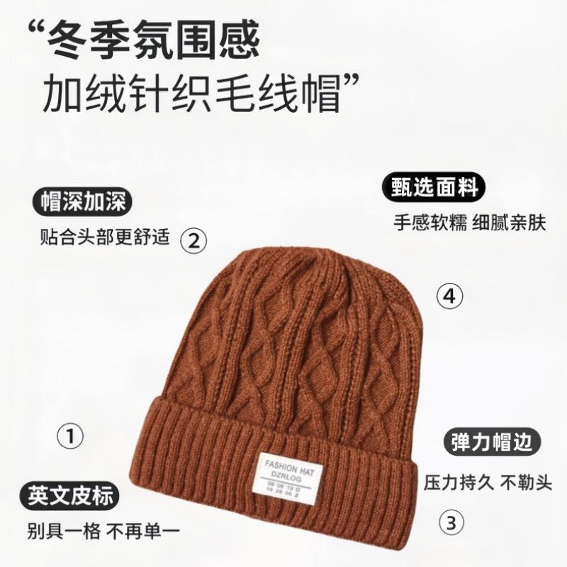 Autumn and Winter Hats Women's Fashion Versatile Ear Protectors Pullover Hats Show a Small Face Outdoor Cold-proof Plush Warm Knitted Wool Hats