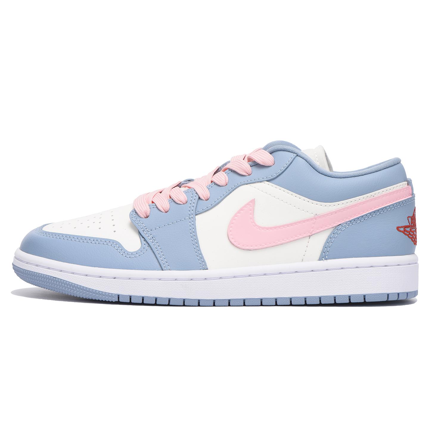 

Jordan Air Jordan 1 Slip Resistant Abrasion Resistant Low top Vintage Basketball Shoes Women s White Blue DC0774-164(Team59-) 36.5