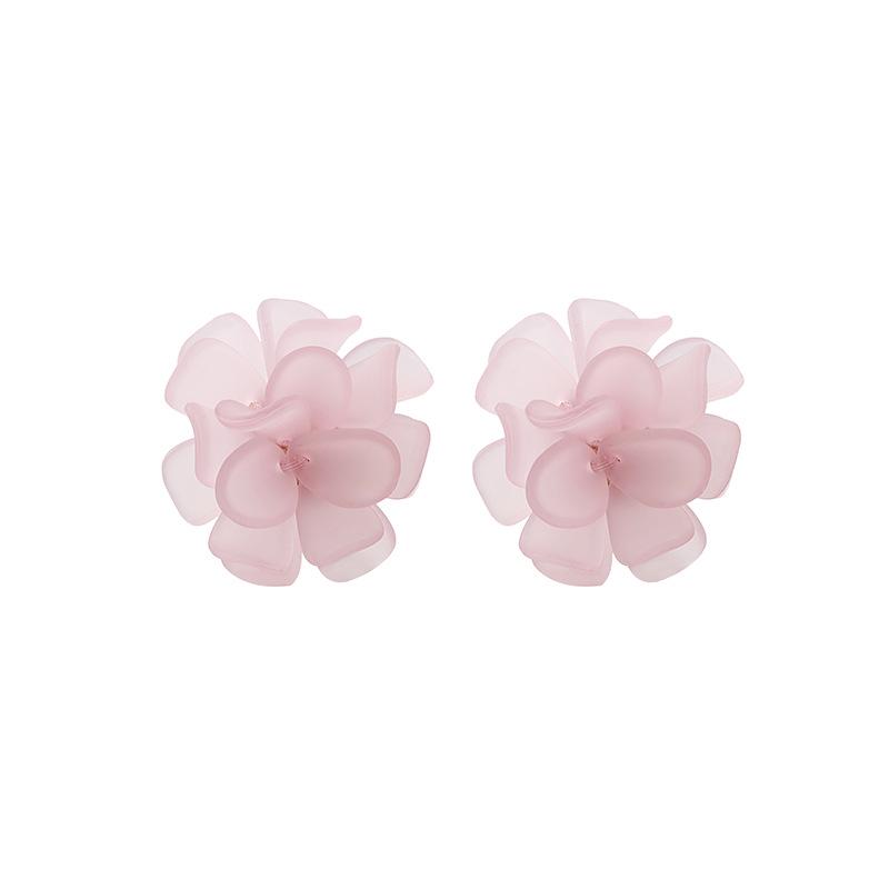 Anna Style Frosted Flower Earrings, 925 Silver Needle - Trendy Transparent Studs for Spring/Summer.