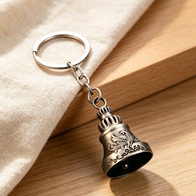 Yousheng Keychain Pendant Traditional Pattern Retro Bell Design Crisp Ringing Sound Key Holder with Metal Key Ring Backpacks Suitcases