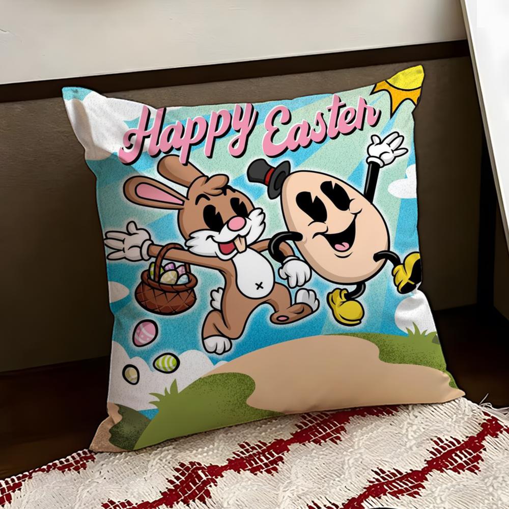 Easter Day Cushion Cover Reversible Soft Durable Pillow Cover Home Car MultiScene Use for Daily Comfort