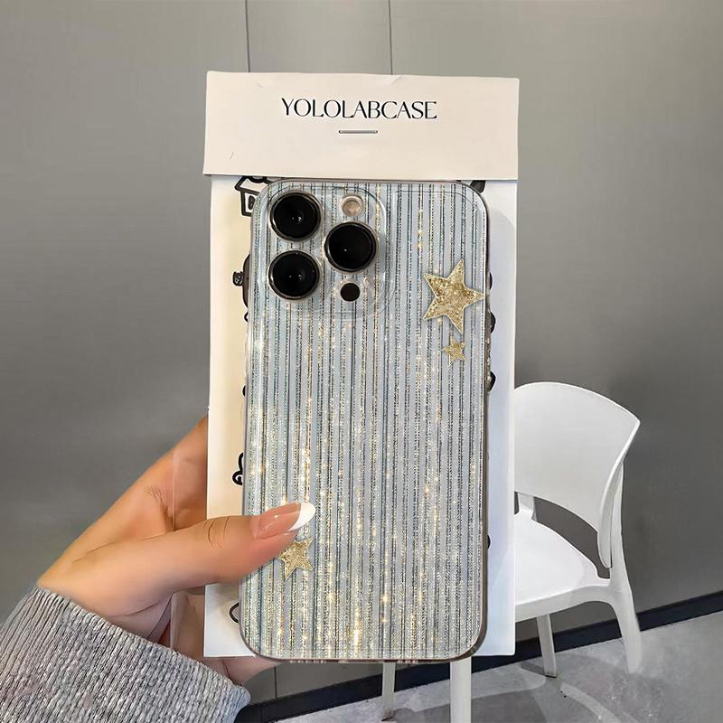 Star Stripes Phone Case For IPhone 16E 16 15 14 Pro Plus 13 12 11 17 Pro Max Case 17Air Silicone Shockproof Clear Soft Cover
