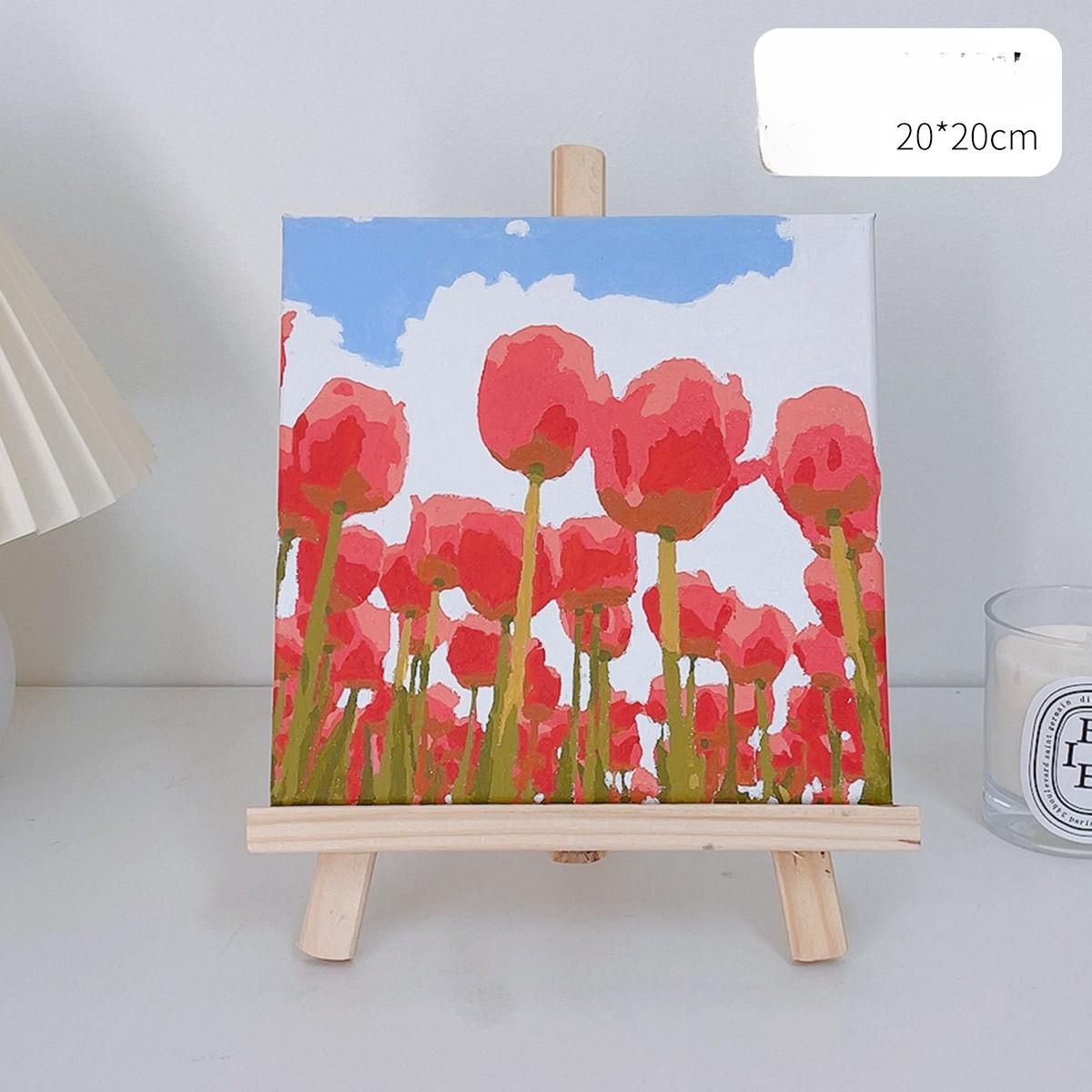 

Тюльпан Diy Цифровий олійний живопис Дитяча ручна картина олією Ручний розписаний настільний пейзаж Декоративний живопис Tulip F