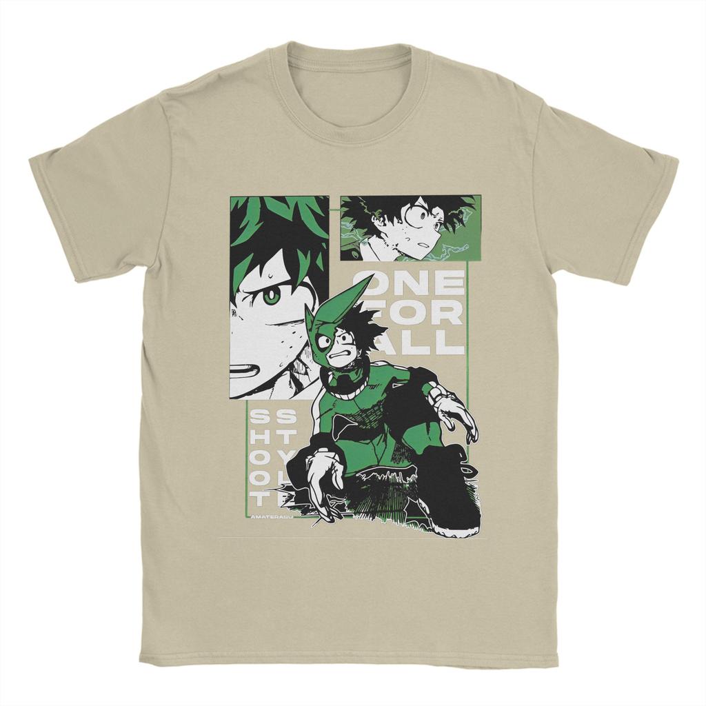 My Hero Academia Deku Anime Tshirt Men's Cotton Top Tee Hip Hop Round Neck Short Sleeve