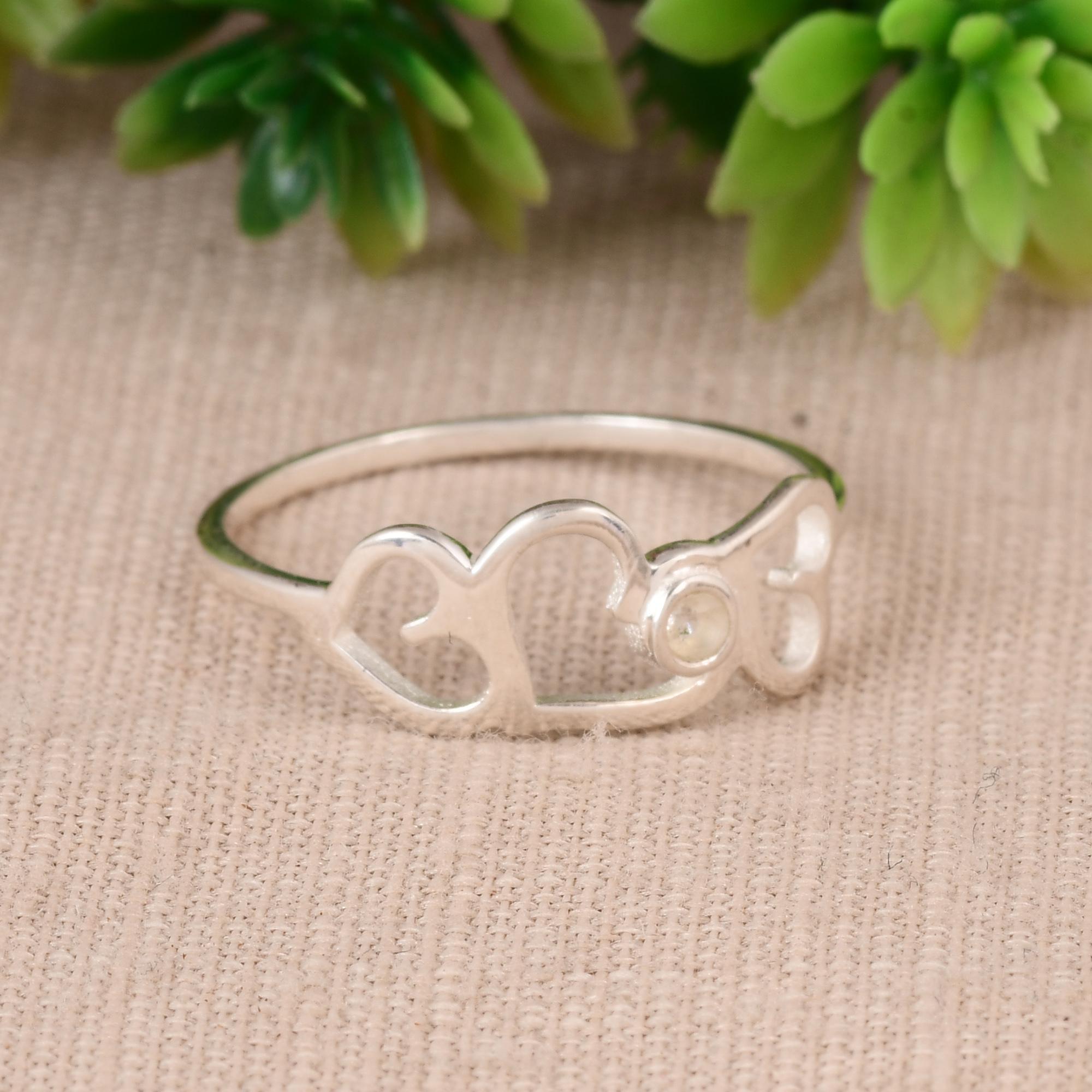 Crystal Quartz Ring, 925 Sterling Silver Heart Ring, Minimalist Open Heart Ring, Delicate Handmade Ring, Gift For Women. 5