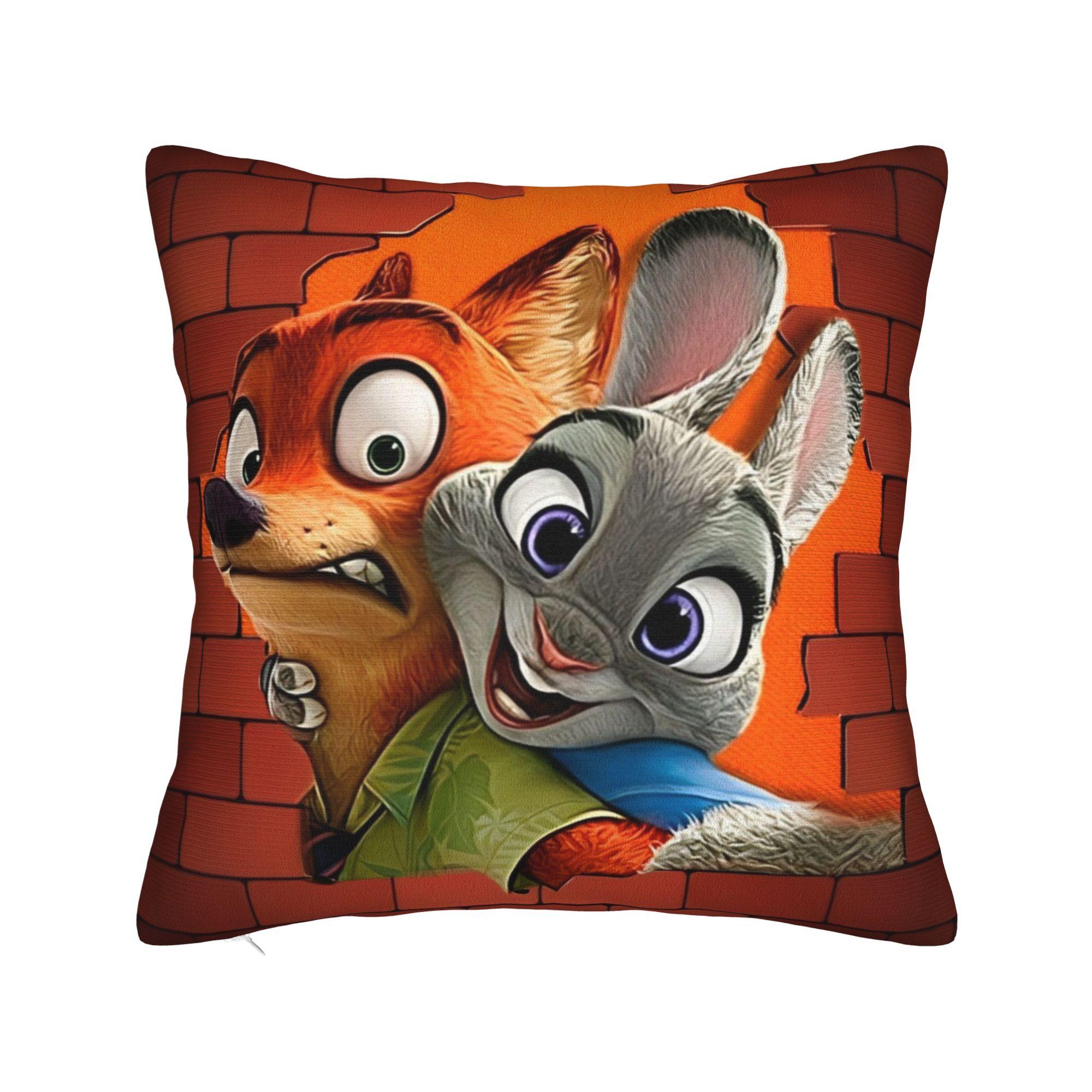 

Zootopia Cartoon Square Pillow Cases Judy Hopps Nick Wilde Cushion Covers Awesome Zippered Decor Pillowcase for Home 40*40cm 40cmx40cm