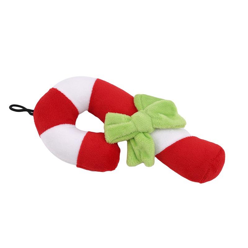 

2026 Plush Christmas Candy Cane Crutch Shape Pet Dogs Toys Cute Dogs Chew Squeaky Stuffing Toy Pet Supplies for Small Dog Supplies