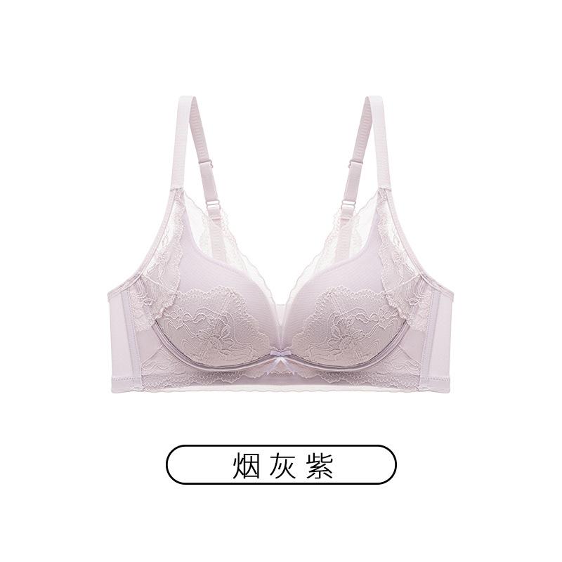 Sexy lace back without steel ring anti-sagging bra, small chest not empty cup bra set