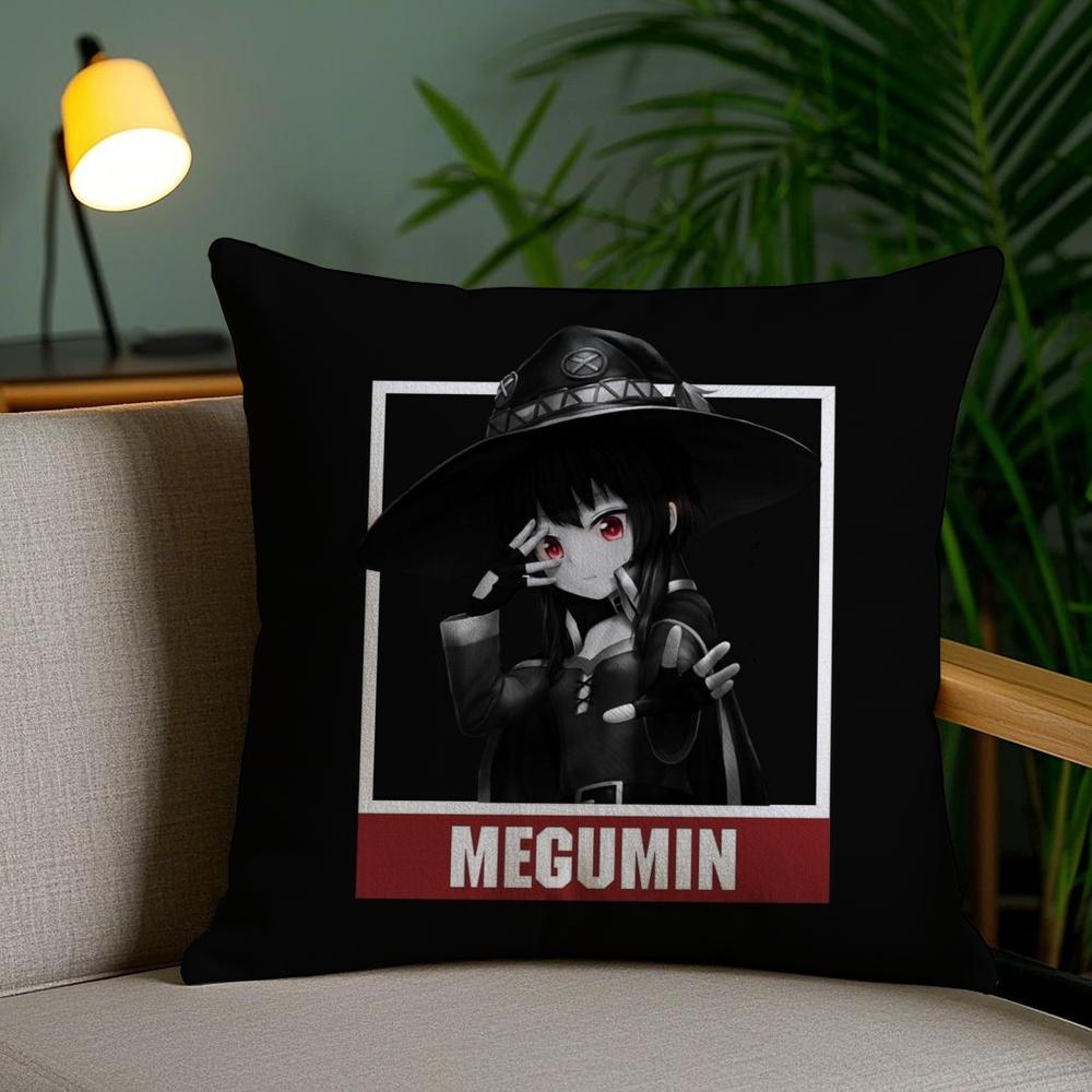 Cute M-Megumin Cushion Cover Soft Short Plush Double-Sided Printing Home Decor Machine Washable Pillow Case Gift