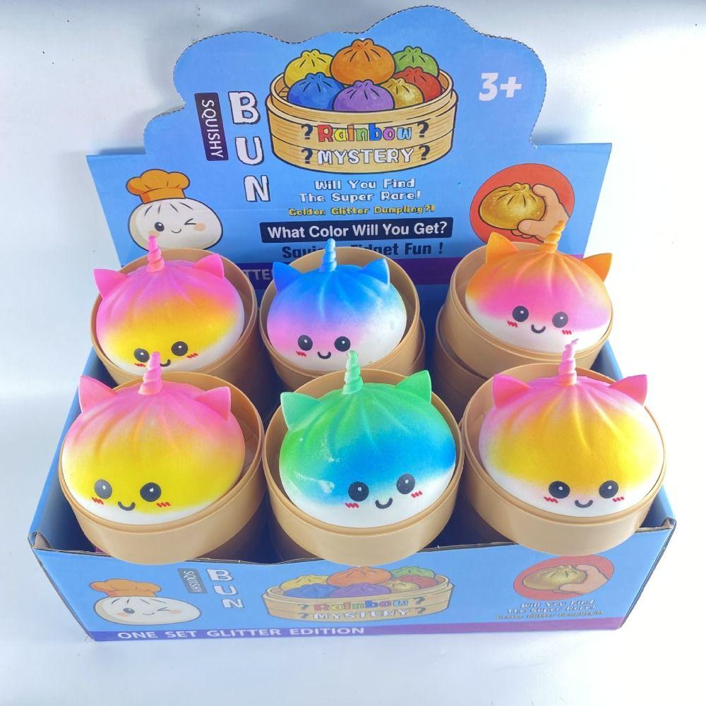 Simulation Food Dumpling Squishy Toys with Steamer Sensory Fidget Ball Children Gifts