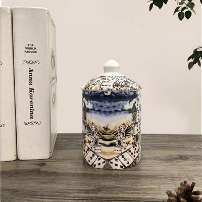 Nordic Ceramic Aromatherapy Candle Jar Candy Storage Jar with Lid Abstract Arts and Crafts Ceramic Craft Aesthetic Ornaments
