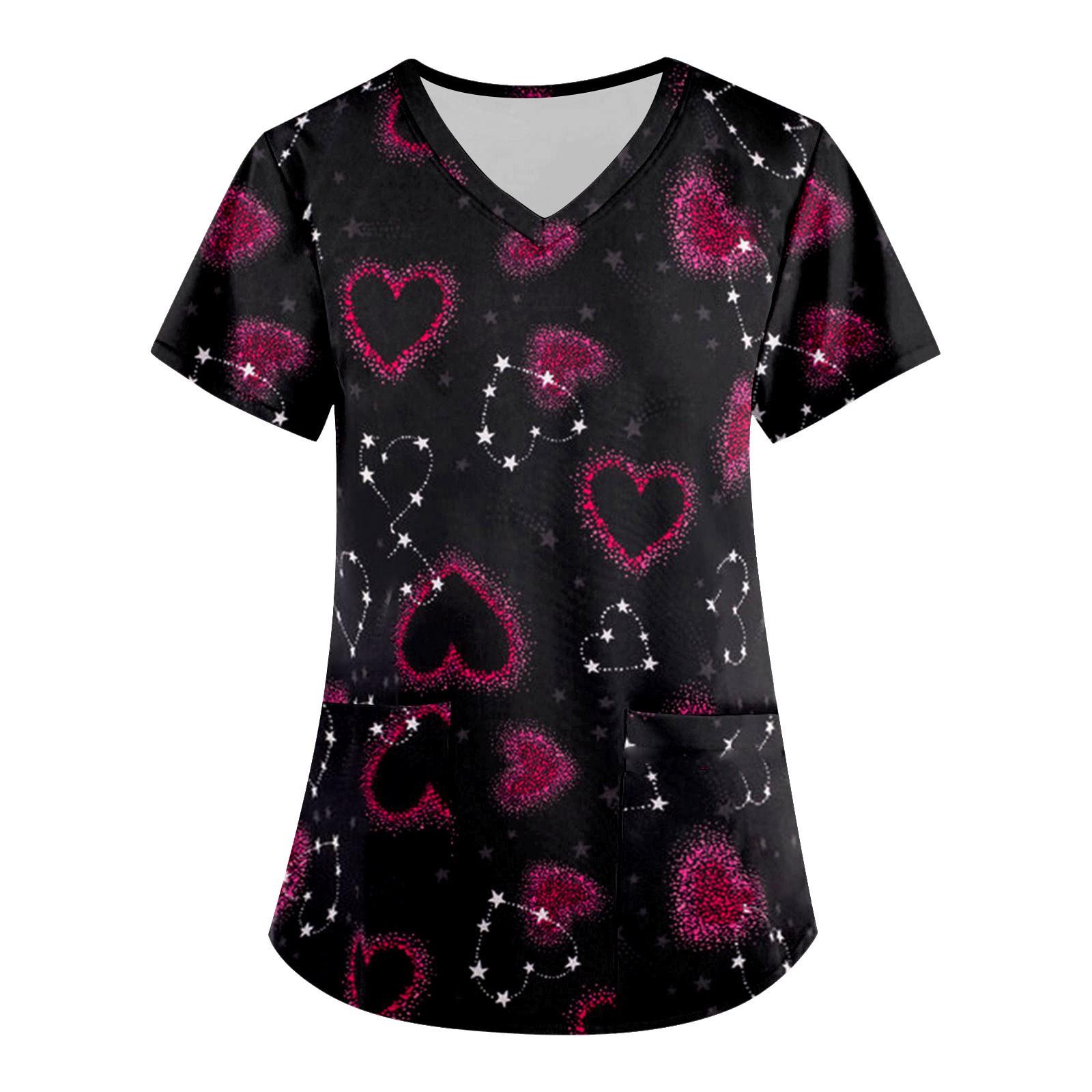 

Женская мода с v-образным вырезом, короткими рукавами и карманами, топы с принтом XXXXXL чёрный