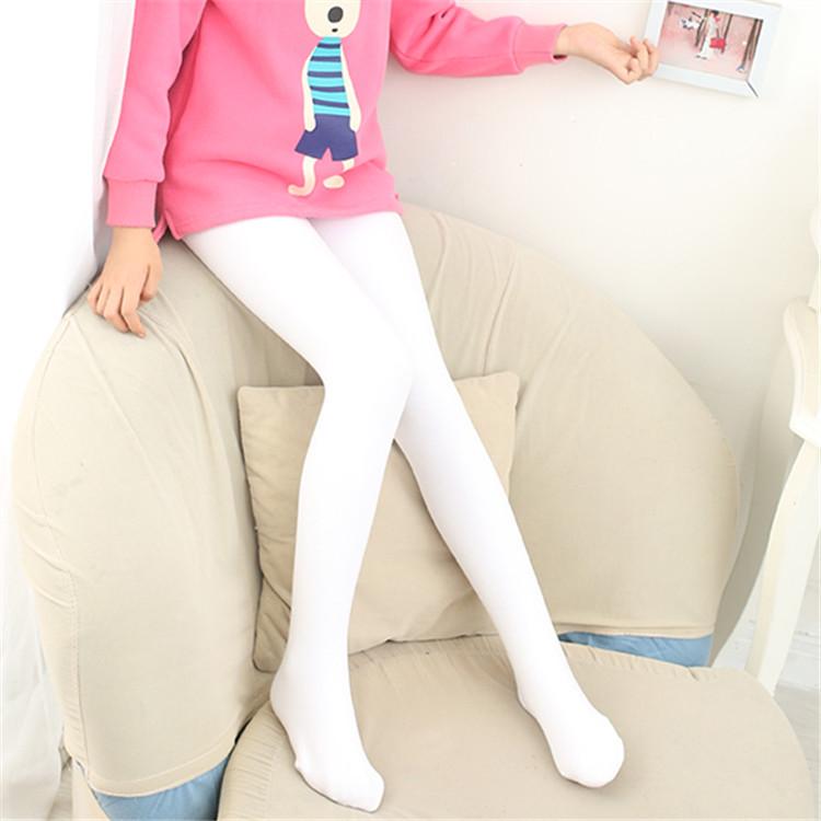 Children's White Velvet 800D Dance Pantyhose - Winter Exercise Socks for Girls