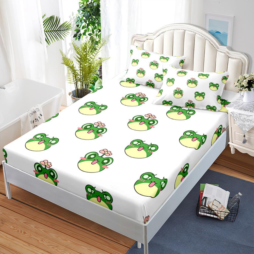 Three-Piece Mattress, Mattress Cover, Cartoon Frog Dust Mattress Protective Cover
