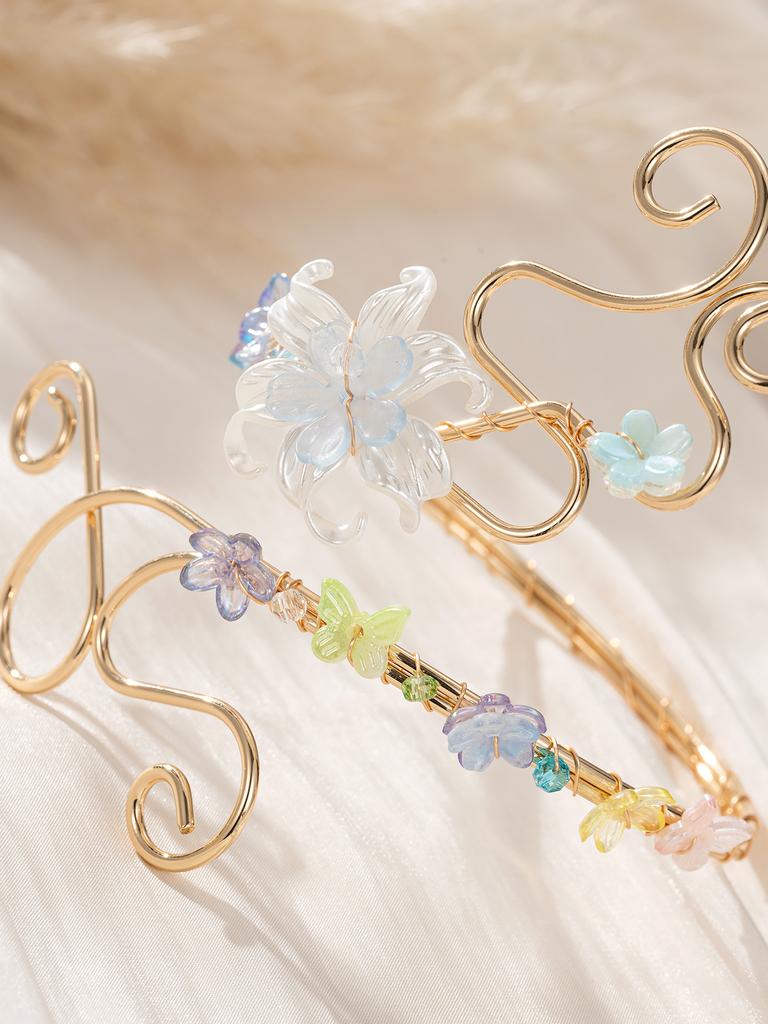 1 Stück Elegantes Blumen- & Schmetterlings-Dekor Verstellbares Armband, Modisch Für Damen-Alltags-, Party- Und Versammlungs-Outfits