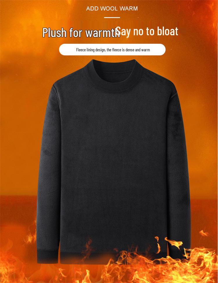 Men's Plus Velvet Thickened Chenille Sweater: Warm Winter Knitwear for Middle-Aged and Elderly Dads