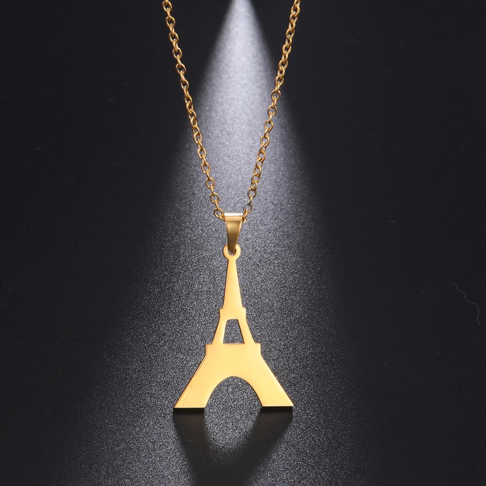 Cazador New France Paris Eiffel Tower Gold Color Pendant Necklaces for Women Stainless Steel Chain on the Neck Jewelry Wholesale