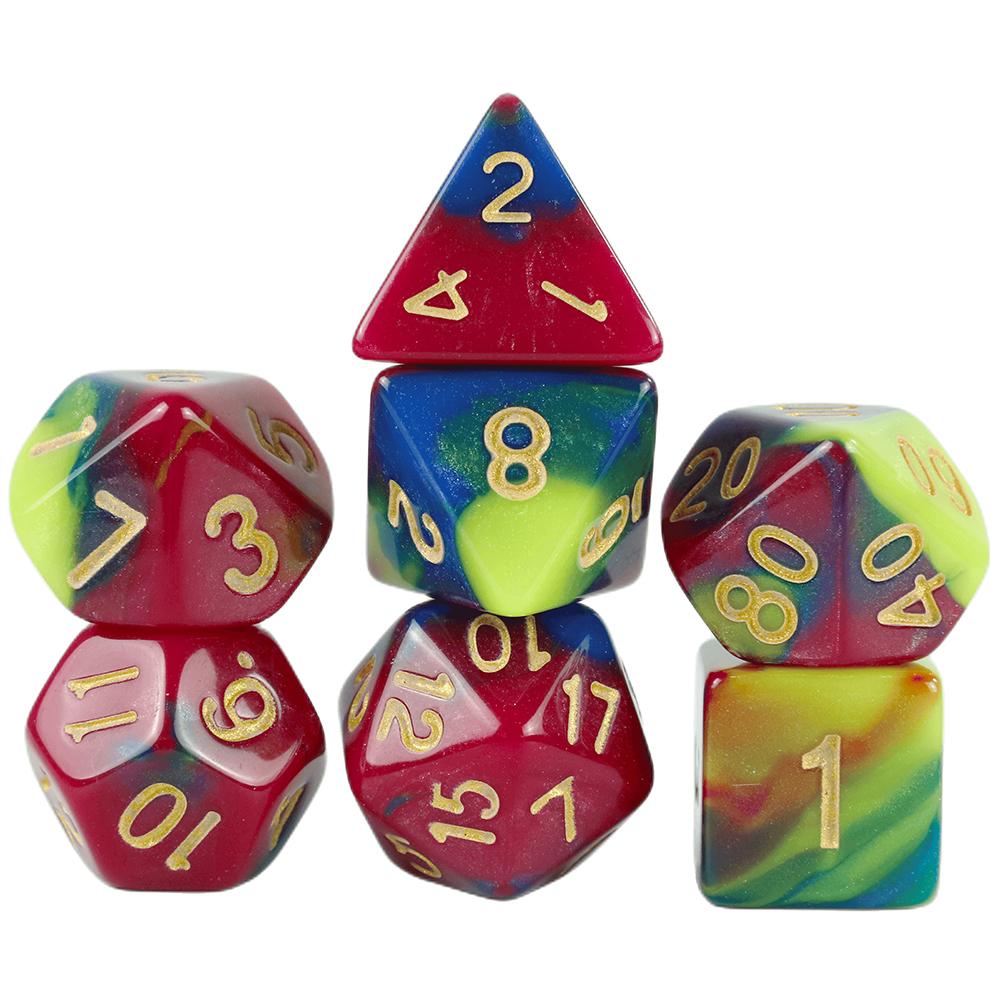 3 Colors Pigment Dice 7pcs for DND Table Game Gifts for Family Friends