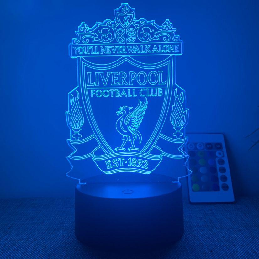 3d Led Acrylic Night Light Football Club Touch Table Desk Lamp 7 Colour Gifts