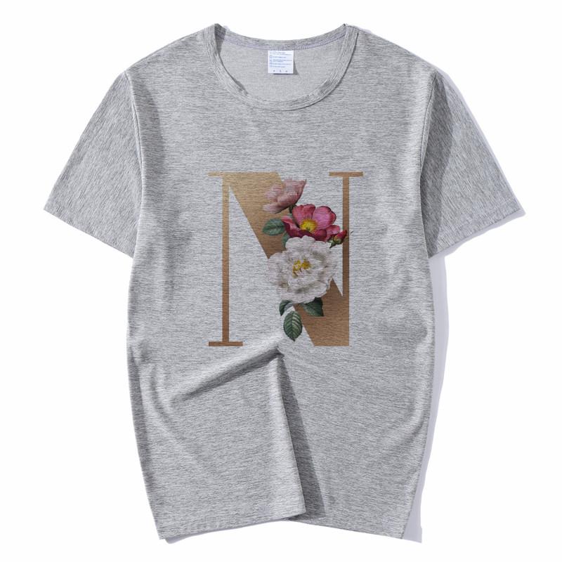 Summer A To Z 26 Alphabet Print Tshirt Cartoon Tees Women Streetwear Funny Casual T