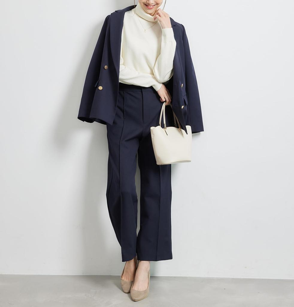 ROPE PICNIC GDM54160 Knit Natural and Women's Pullover, Turtleneck, Anti-Pilling Anti-Static, Off-White (16)