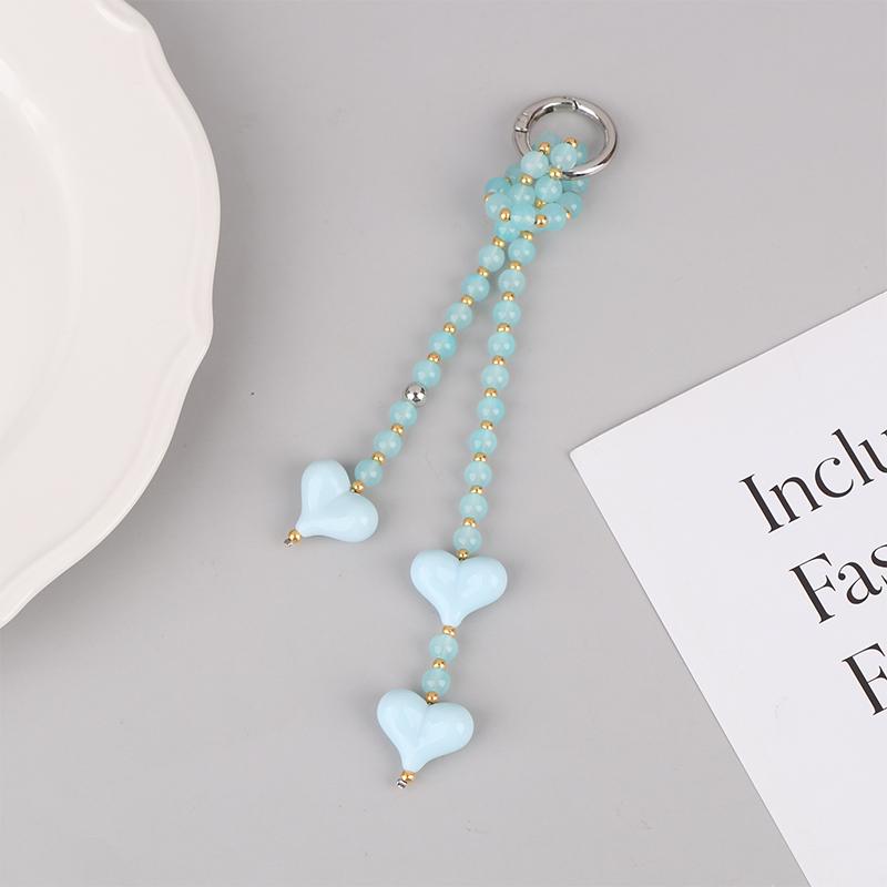 Bag Charm For Women Y2K Accesories Love Heart Pendant Colorful Beads Chain  Lady Jewelry