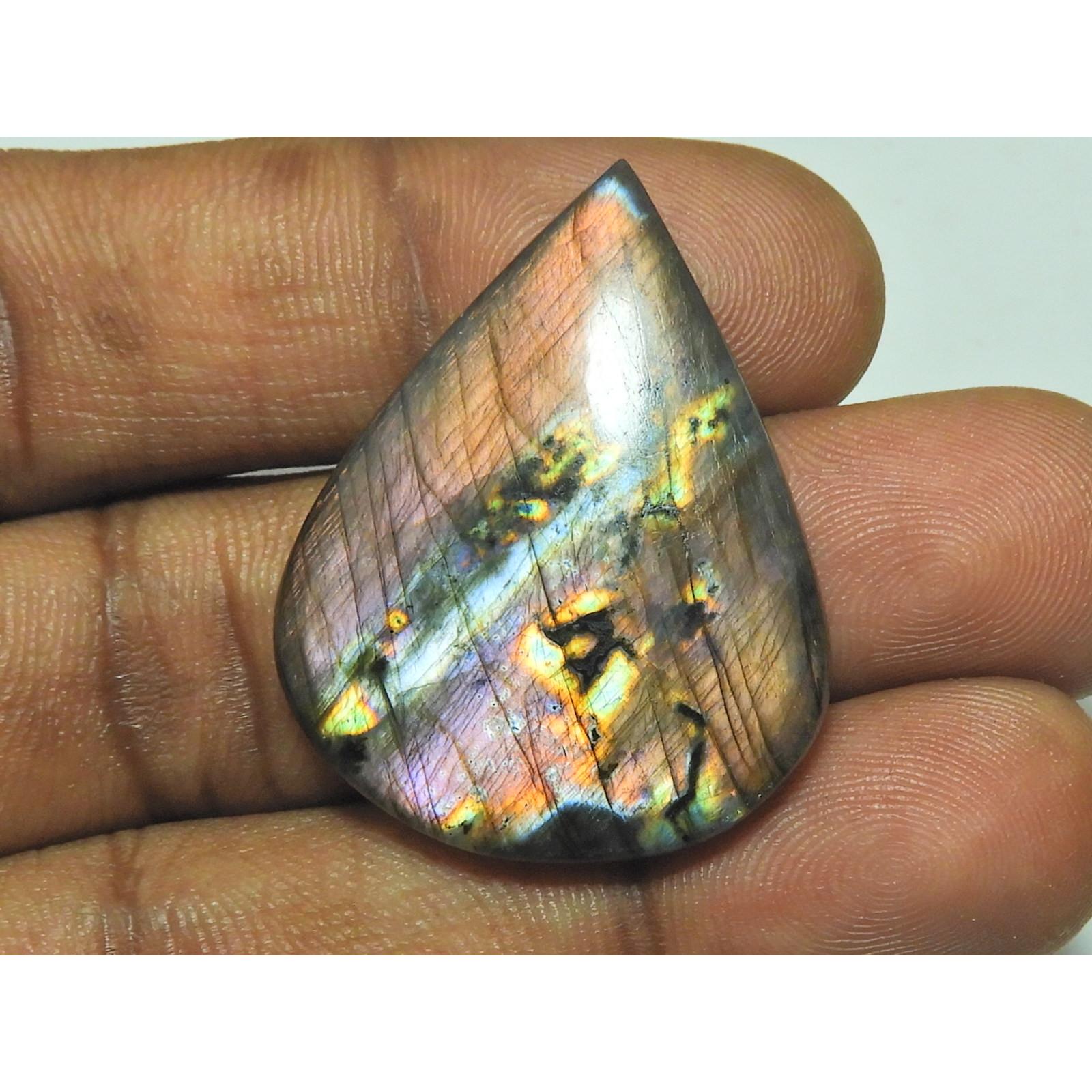 

28X36MM натуральный лабрадорит розовый фиолетовый блестящий грушевидный кабошон россыпью драгоценный камень SK-3275