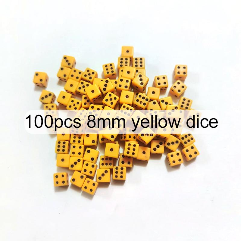 100pcs/lot 8mm Mini 6-sided Dice Acrylic for Party Leisure And Entertainment Gambling Props Chessboard Game Accessories TMZ