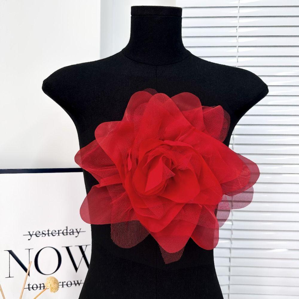 2pcs Tulle Flower Brooch Appliques Organza Clothing Patch Clothing Appliques  Clothes Decoration