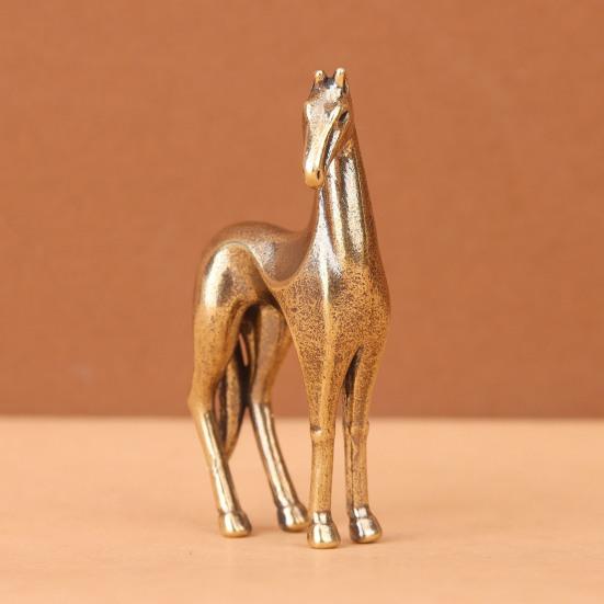 Vintage Mini Pferde Messing Figur Kleine Pferd Feng Shui Ornament Sammler Tier Statue für Büro Tisch Schreibtisch Kaminsims Te Haustier Dekoration
