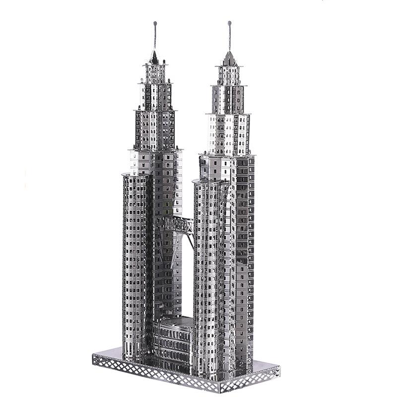 3D Twin Towers Metal Puzzle: Car & Motorcycle Series DIY