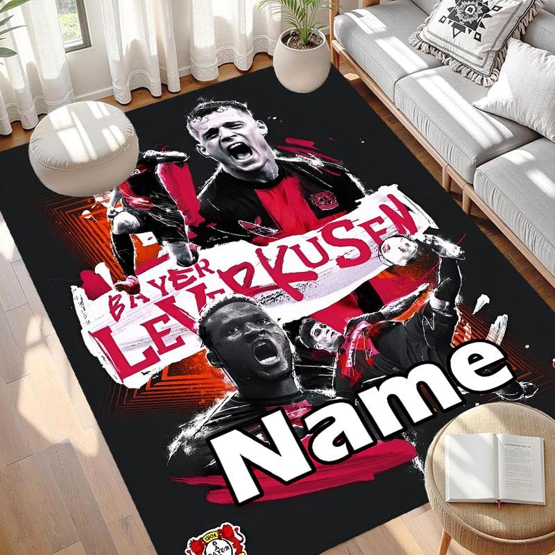 Custom Name Personalized Bayer 04 Leverkusen Print Carpet, Versatile Home Decor Rug, for Playroom, Apartment, Balcony, Entryway, Hallway Gift