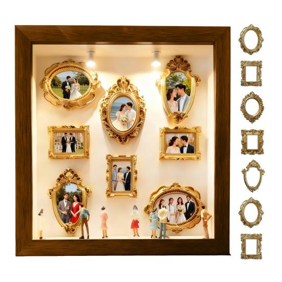 DIY Mini Photo Frame Box Lighted Memory Display Case Personalized Family Museum Silhouette Frame Kit