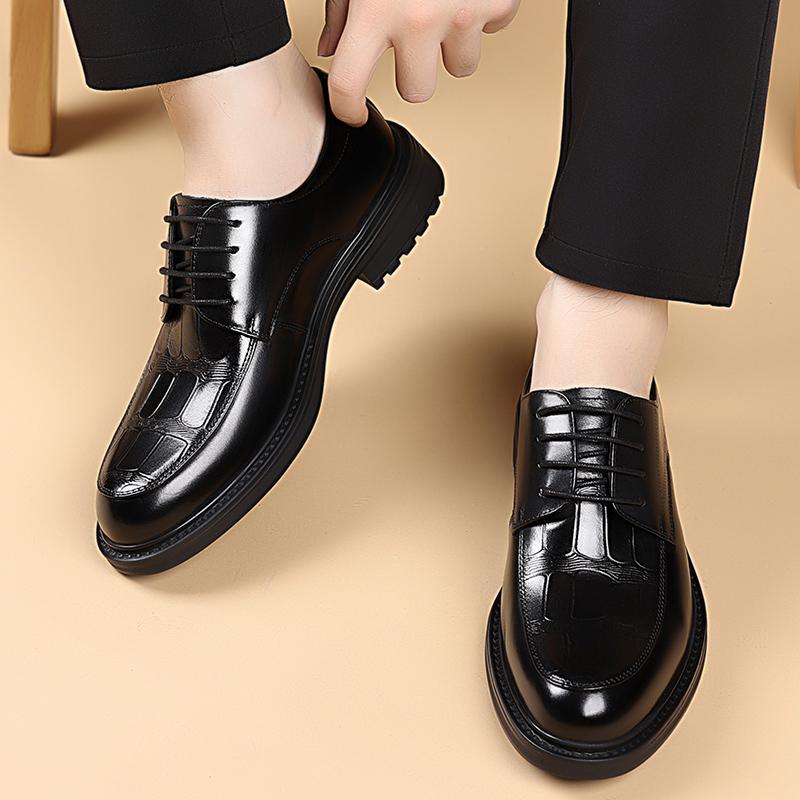 High Quality Casual Leather Men's Casual Business Shoes Fashion Outdoor Antiskid Walking Shoes Flat Designer Round Toe Work Shoe