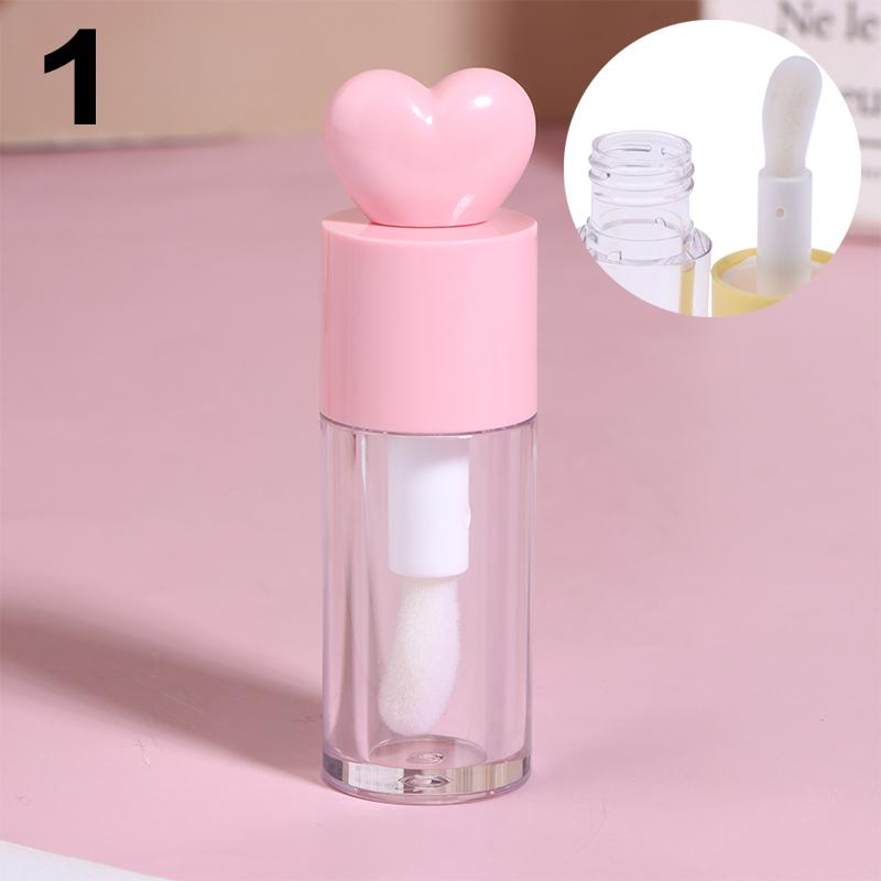 Tubes de Gloss Mignons en Forme de Cœur Transparents Rechargeables 4ml Contenants Cylindriques avec Applicateur Baguette pour Baume à Lèvres et Gloss DIY