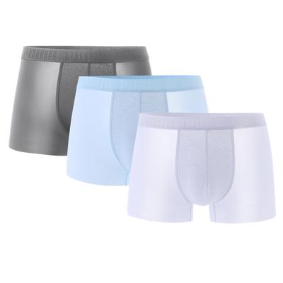 Solid Color Mid-Rise Antibacterial Breathable Quick-Dry Comfortable Seamless Casual Boxer Briefs 3-Pack Men Underwear 701232510-001