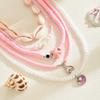 Pink shell necklace, European and American seaside vacation style fashion beaded starfish pearl multi-layer stacked necklace women