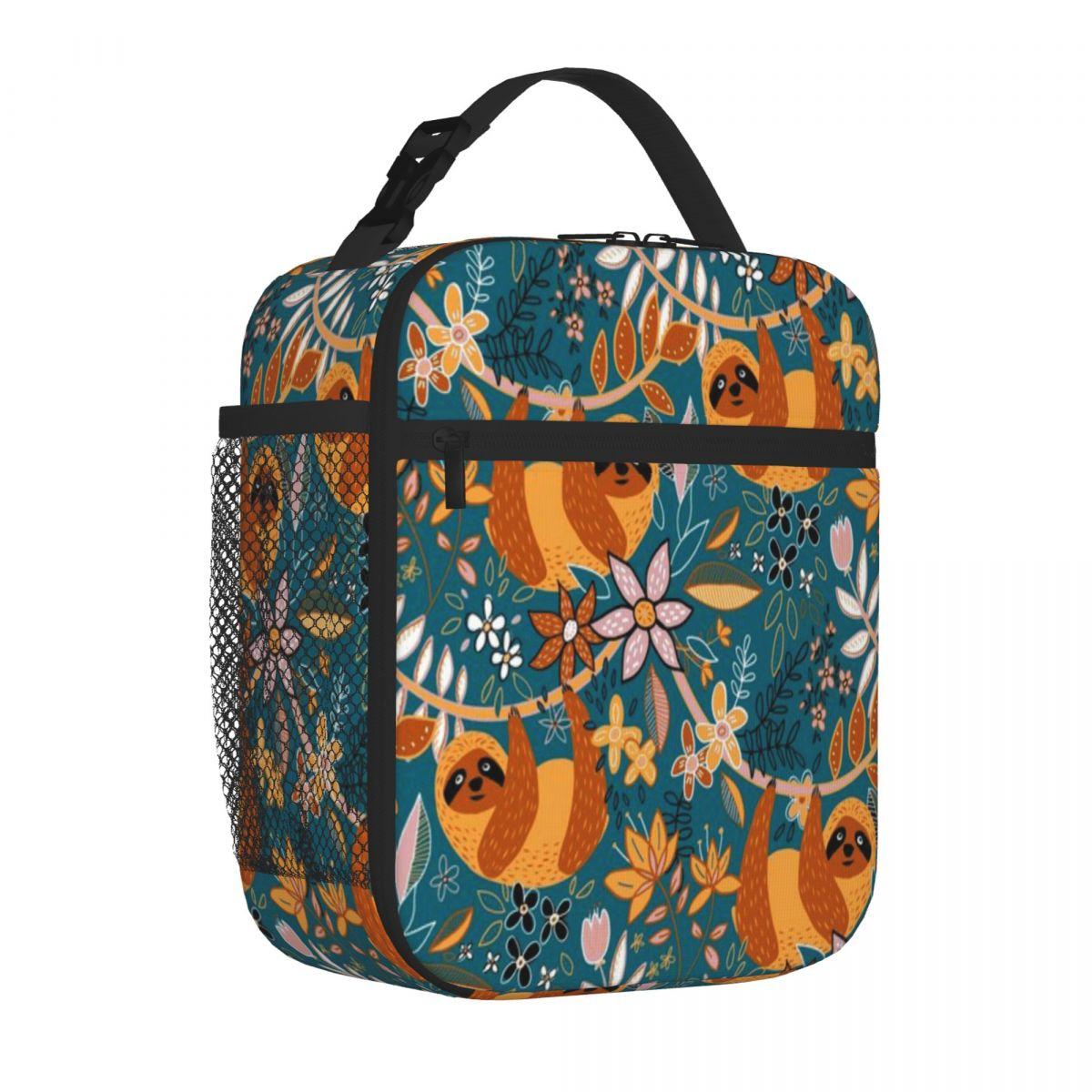 Bestselling Happy Boho Sloth Floral Large Capacity Large Lunch Bag Preschool Lunch Lunch Bag One Size