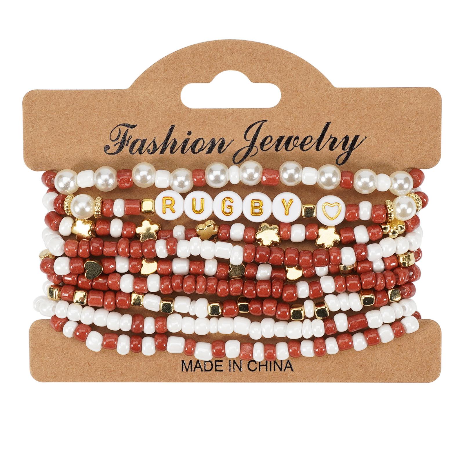 9/Card Rugby Bracelet Match Day Cross Border Mom Bead Sports Element