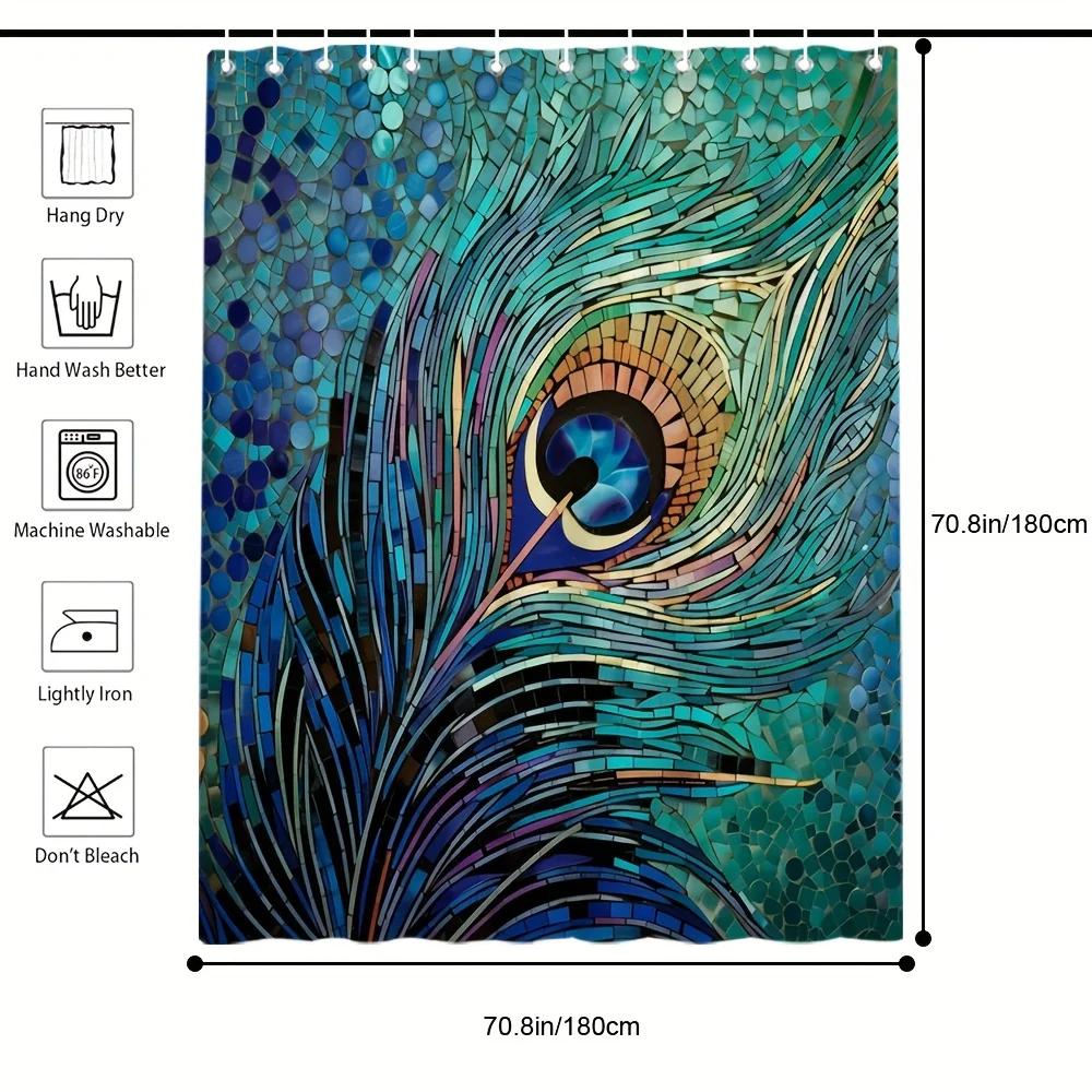 Peacock Feather Shower Curtain - Vibrant and detailed wall hanging decorations for living rooms and bedrooms - Natural stylehome